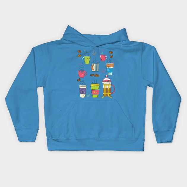 Cute Coffee Art Kids Hoodie by SWON Design